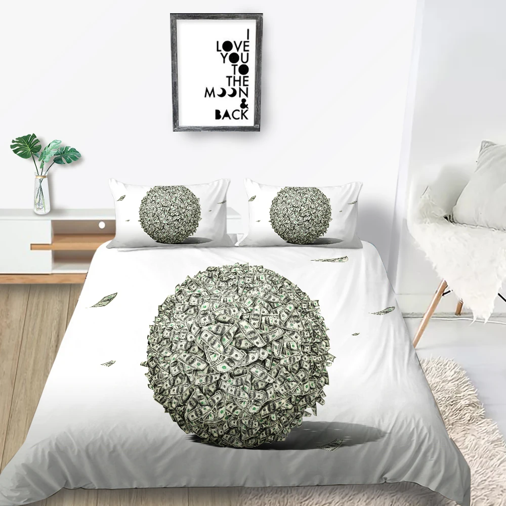 

Money Bedding Set Ball 3D Print Soft Creative White Duvet Cover Queen King Twin Full Single Double Unique Design Bed Set