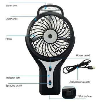 

Mini Handheld USB Misting Fan with Personal Cooling Mist Humidifier Rechargeable Portable Mini Misting Cooling Fan for Home Offi