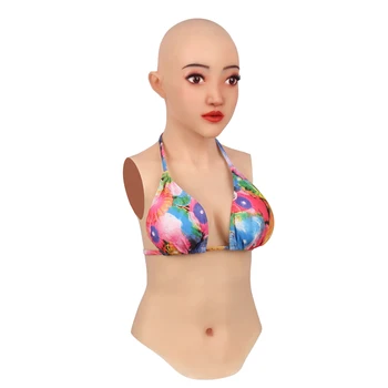 

AZAZEL Selena Soft Silicone Female Head Mask Halfbody C CUP Breast Realistic Handmade Makeup Transgender Mask Halloween Cosplay