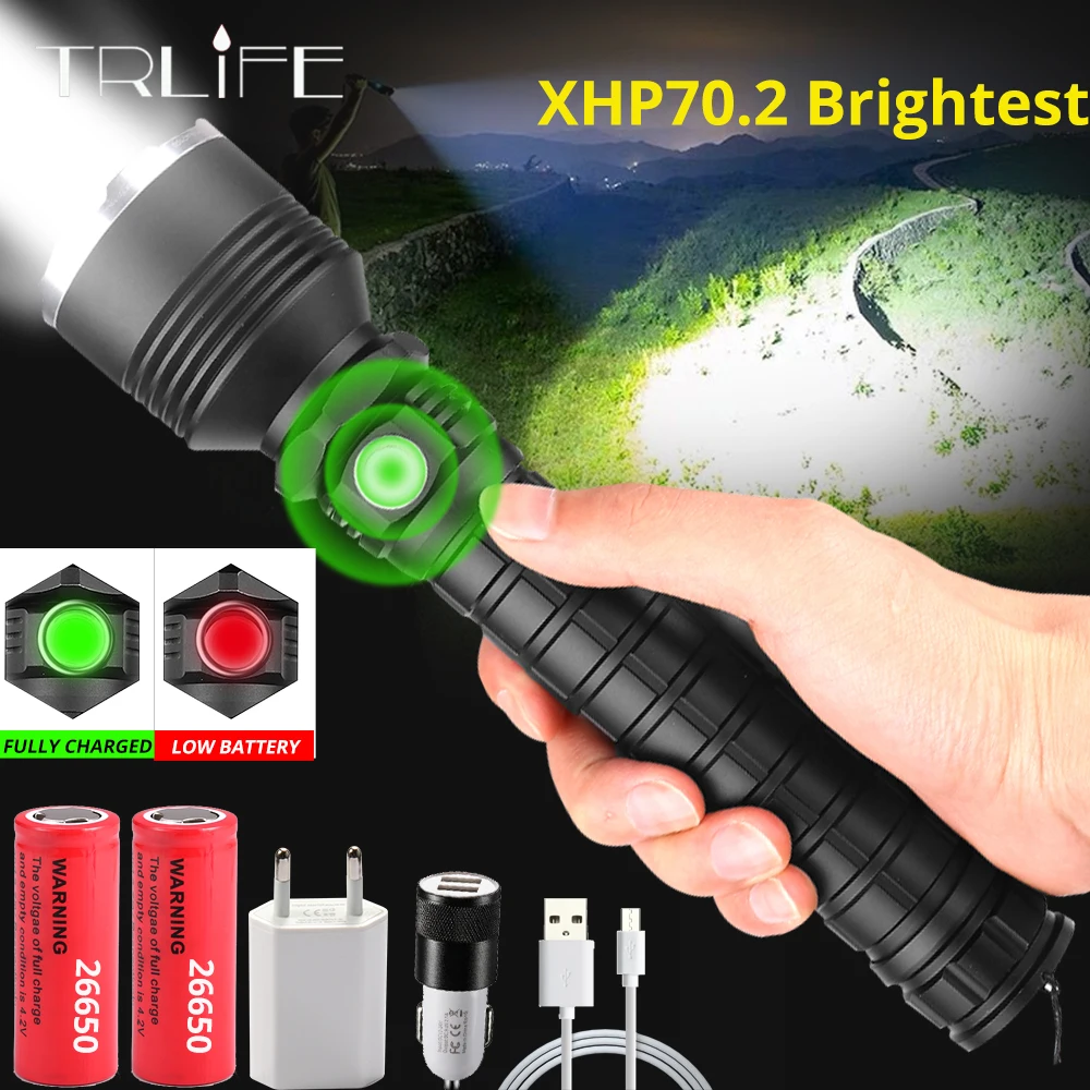 

Brightest led flashlight xhp70.2 most powerful flashlights usb zoom torch xhp70 xhp50 26650 18650 Rechargeable for Camping Lamp