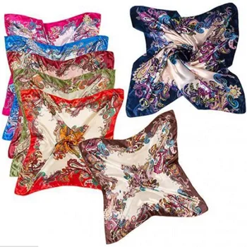 

Ladies Scarves Vintage Printed Shawls Hot Big Size 90x90cm Women Elegant Square Scarf Imitated Silk Satin Fashion Scarves Shawl