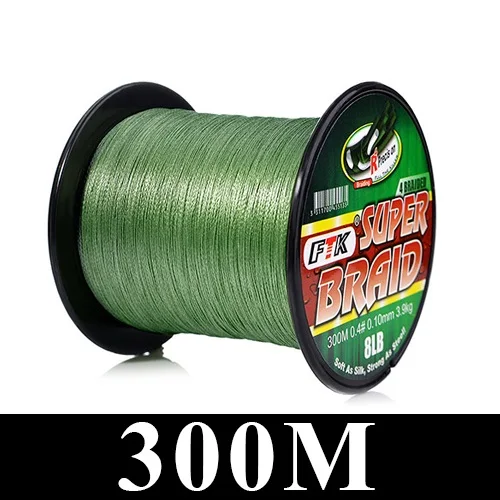 Dark Green 300m FTK 300 м/500 м плетеная леска из полиэтилена 0,10 мм-0,40 мм 0,4-6,0# код 4 нити 8-60LB PE многофиламентная леска - Цвет: Dark Green 300m