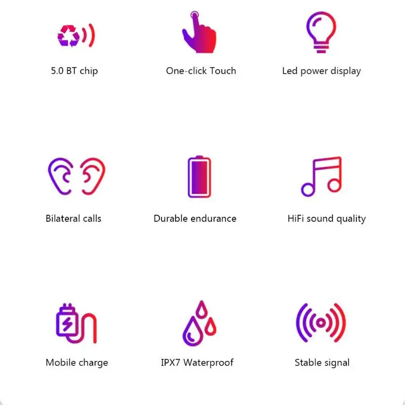 TWS Earphone Wireless Bluetooth 5 0 IPX7 Mini Headset 4000mAh Charging Case Touch Button Phone Holder Chinese English Optional