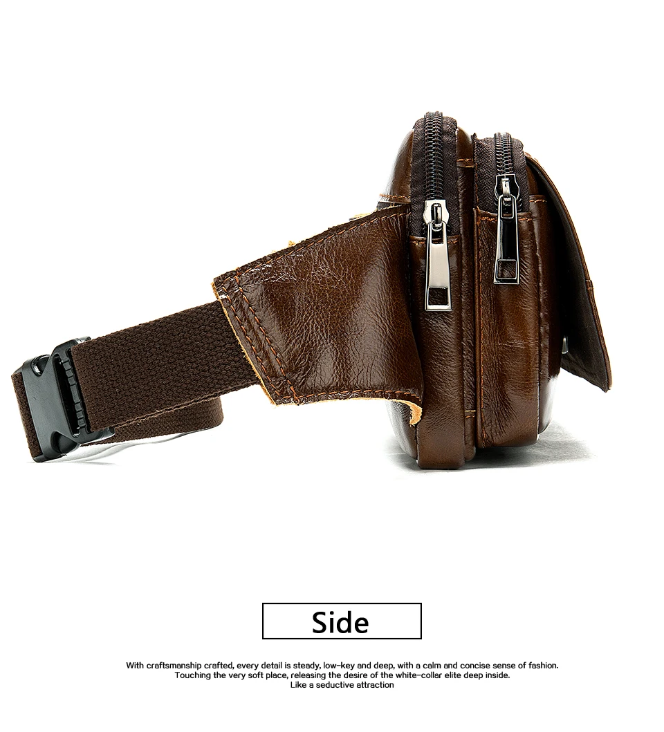 Waist Bag Leather Genuine Men Fanny Pack Money Belt Bag Phone Pouch Bags for Men Small Male Travel Waist Chest Pack 31