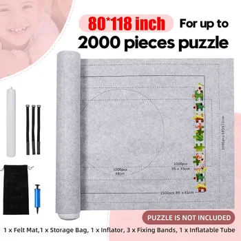 

80x118 inch Jigsaw Puzzle Mat Set Puzzles Blanket Roll Up Puzzle Felt For Up To 2000pcs Puzzle Travel Storage Bag Accessories