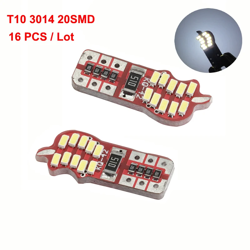 T10 W5W 3014 20SMD светодиодный чип клиновидный светильник 194 168 Светодиодная лампа