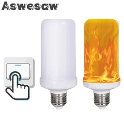 Aswesaw E27 LED Dynamic Flame Light Creative Outdoor Garden Wall Lawn Decorative Lamps Lights Black Simulation Torch Fire Bulbs