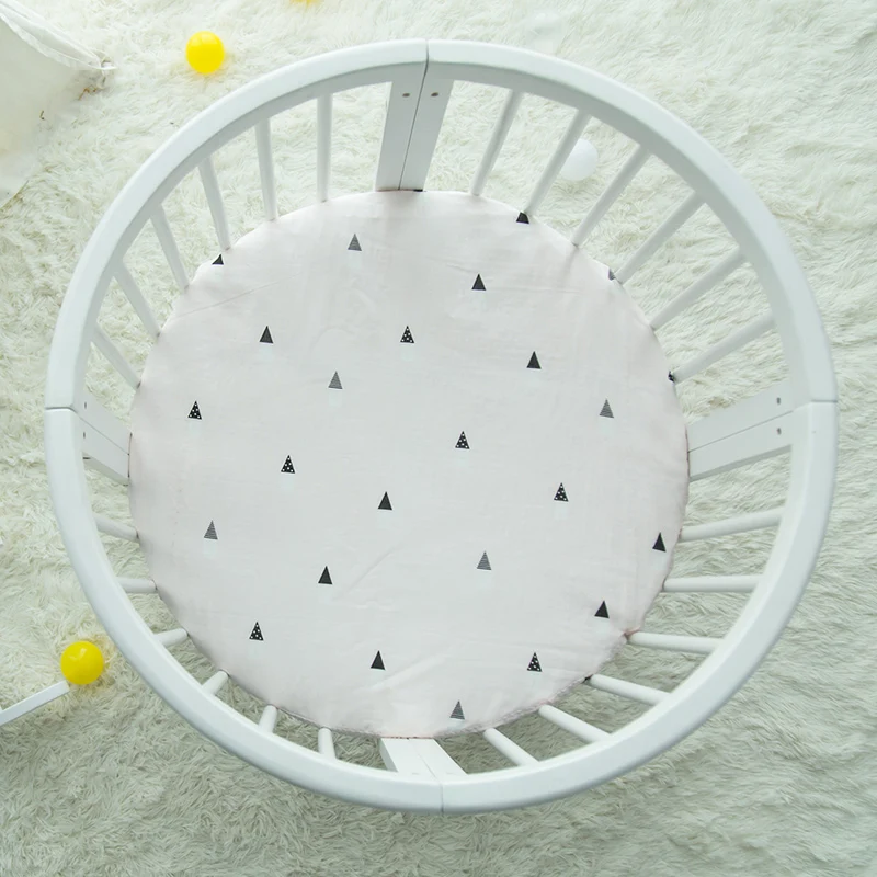 Custom Size Round Bed Bed Fitted Sheet Mattress Cover 100% Gauze Cotton For Crib Baby bedding Set (21)