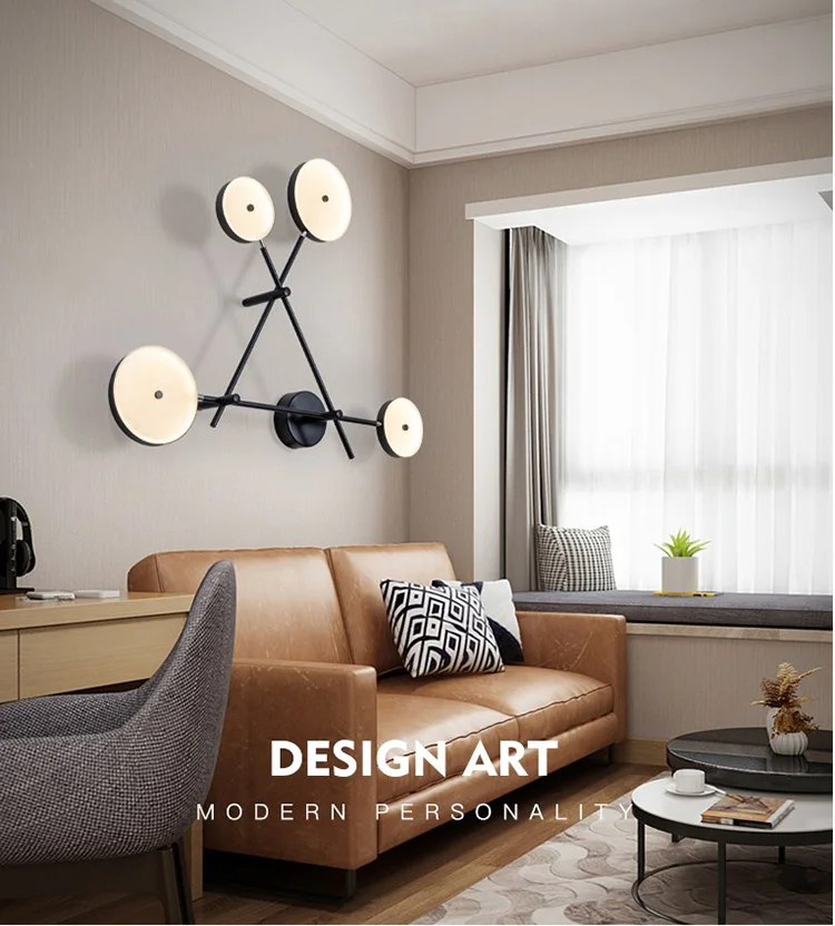 Artpad 4 Head Rotatable Black Gray Bedside Lamp Wall Mount Light Nordic Postmodern 38W 48W Living room Sconces Wall Led Fixture