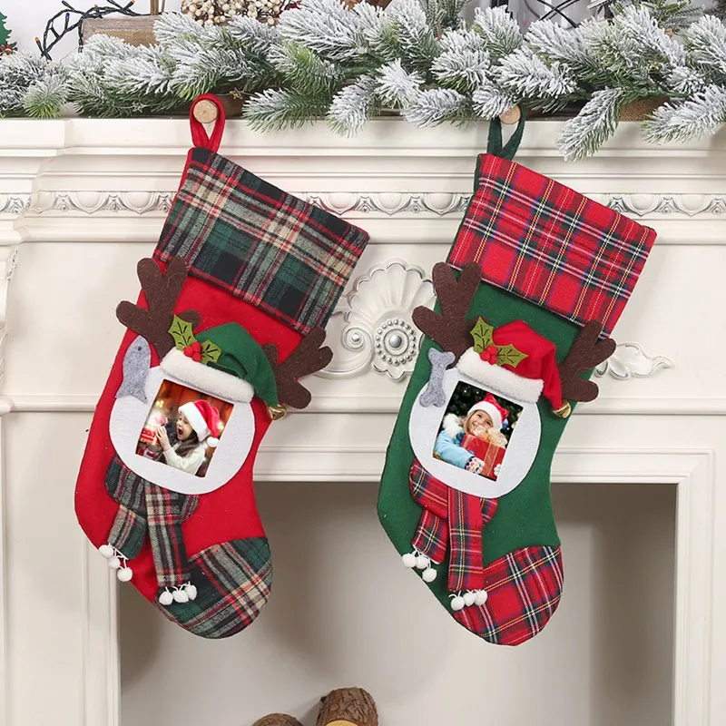Christmas Stocking Creative Transparent Photo Frame Christmas Candy Stocking Lovely Gift Bag For Christmas Decoration