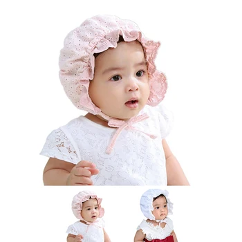 

Baby Ruffle Flower Hat Infant Kids Hollow Cap Toddler Embroidery Autumn Summer Fungus Hat