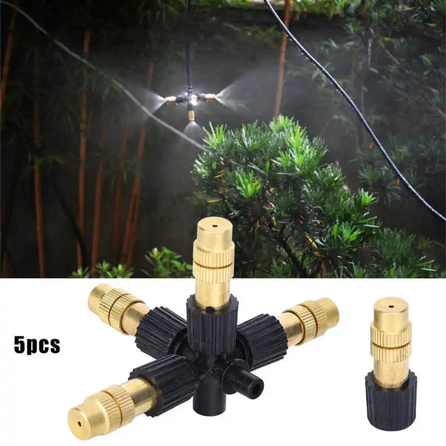 5Pcs G1/2 DN15 Copper Adjustable Misting Sprayer Nozzle Garden Irrigation Watering Sprinkler Flower Beds Vegetable | Дом и сад