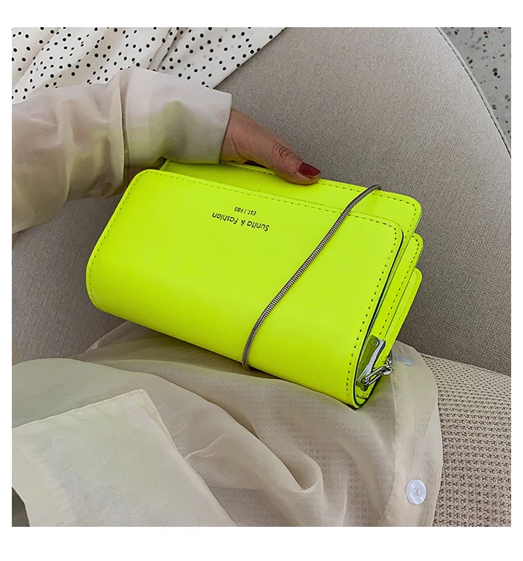 Сумки через плечо для женщин неоновые желтые Розовые Мини кожаные женские сумки для путешествий и сумки на цепочке сумка через плечо сумка-мессенджер