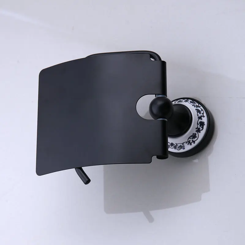 JIENI Bathroom Oil Rubbed Black Bronze ORB Swivel Wall Mount Toilet Paper Holder Solid Brass Black Paper Holder