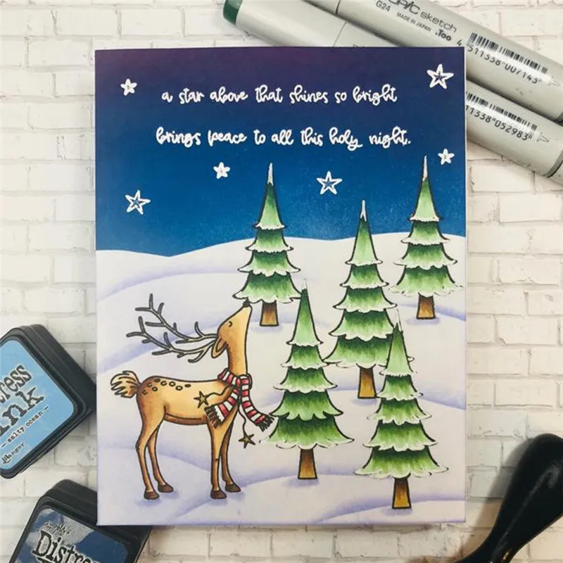 

GJCrafts Deer with Trees Metal Cutting Dies For Scrapbooking Card Making Album Embossing Crafts Diecut Christmas New 2019