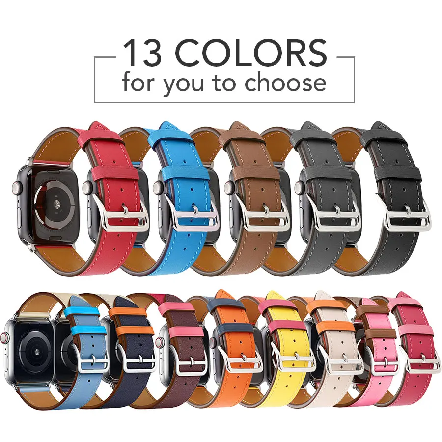 Ремешок из натуральной кожи для Apple Watch 42 мм 44 серия 5 4 3 2 1 высококачественный