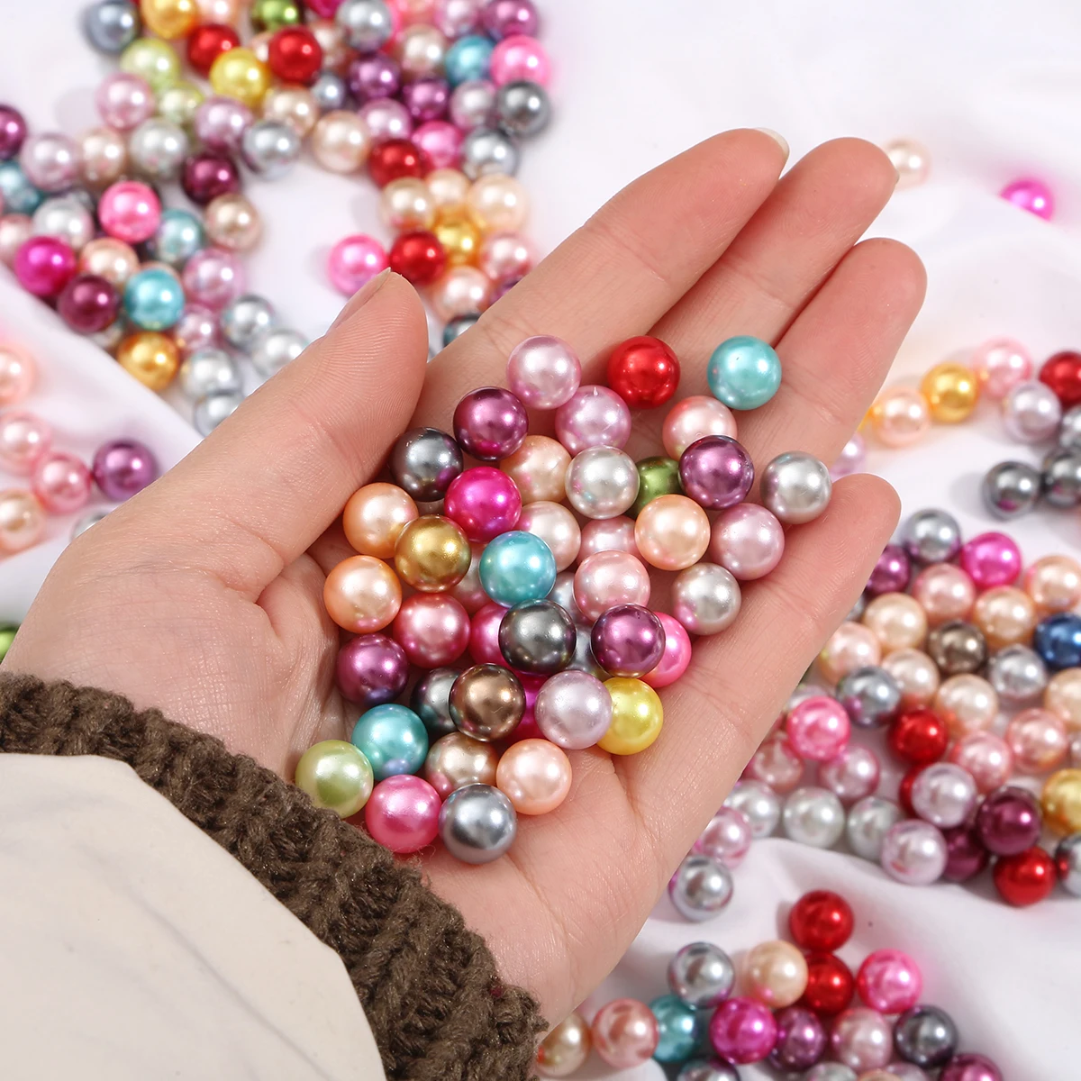 Acrylic Beads 3/4/6/8/10mm Round No Hole Acrylic Imitation pearl beads Loose beads For DIY Scrapbook Decoration Crafts Making acrylic beads