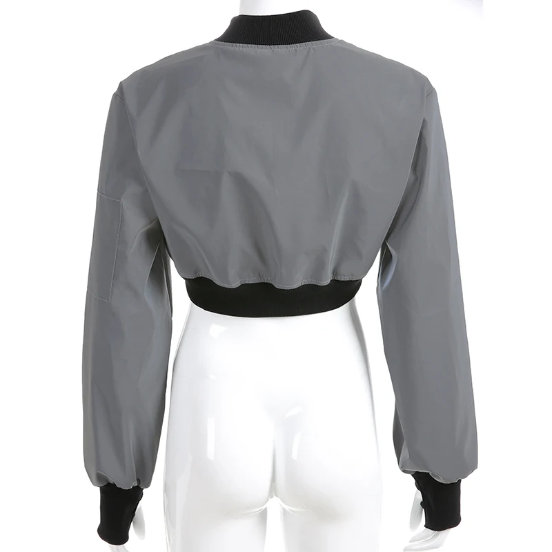 New  Rockmore Reflective Turtleneck Womens Jackets And Coats Buckle Streetwear Short Women Autumn Jacket