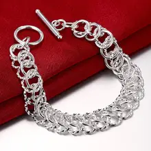 925 серебряный браслет модные ювелирные изделия круглая круговая цепь браслет для женщин мужчин лучшие подарки