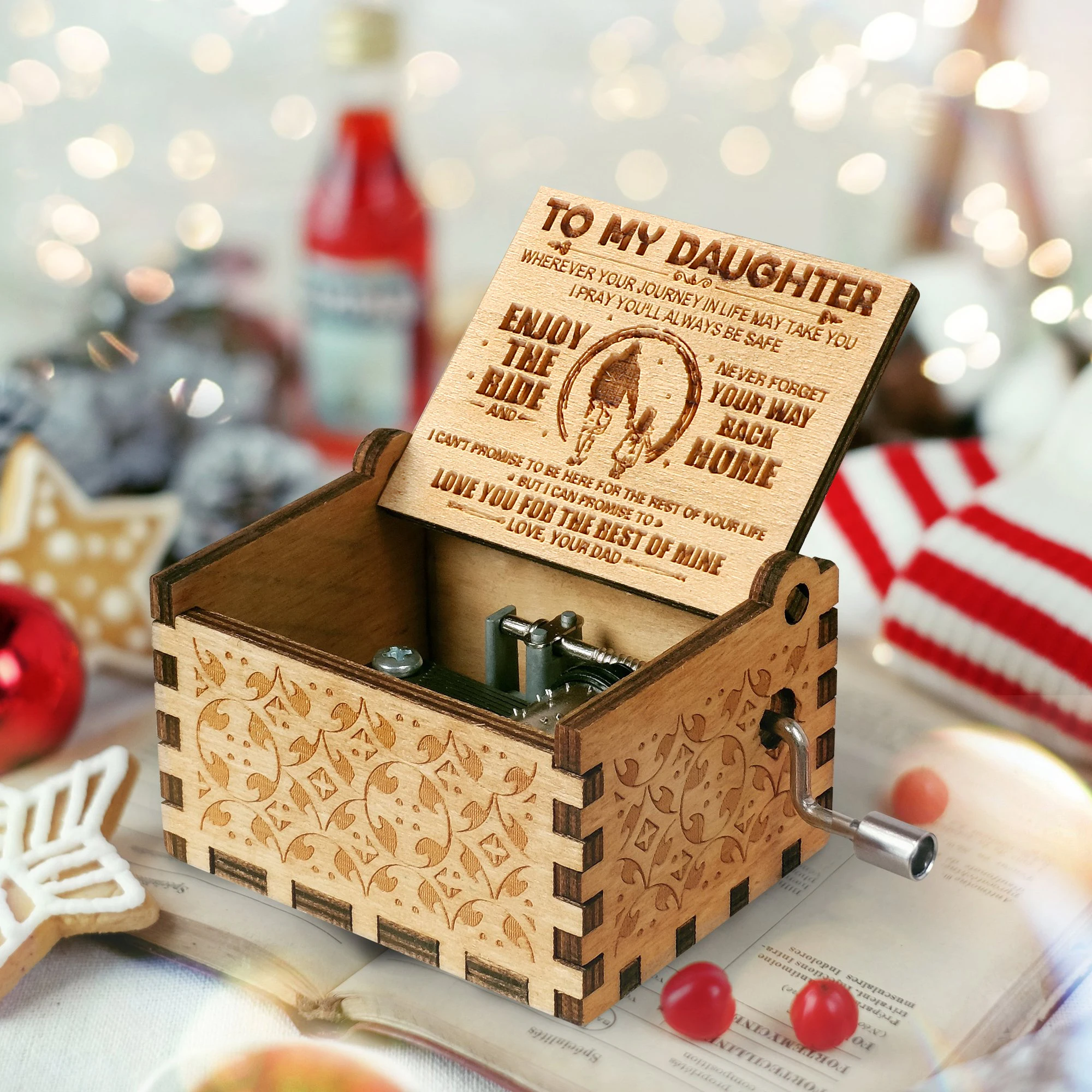 To My Daughter Wooden Music Box You Are My Sunshine Girl Gift Birthday Gift Christmas New Year Gift Home decorations 5