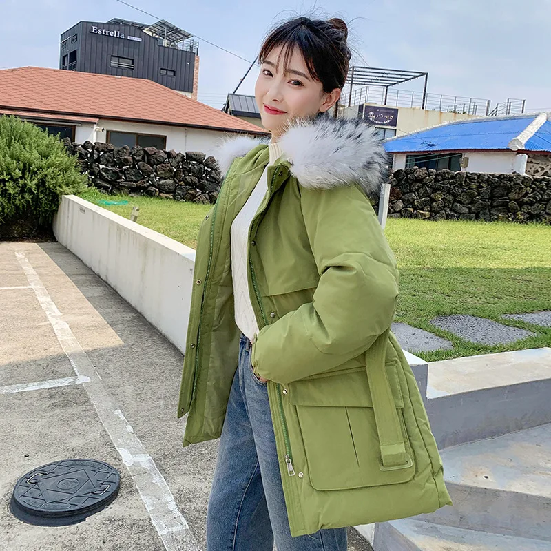 

Short-height down Jacket Cotton-padded Clothes Women's Korean-style Winter GIRL'S Waist Hugging Mid-length Loose-Fit Versatile M