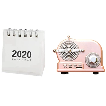 

1Pcs Retro Bluetooth Speaker 3D Stereo Surround Wireless & 1Pcs 2020 New Year Mini Desk Calendar Kraft Paper White