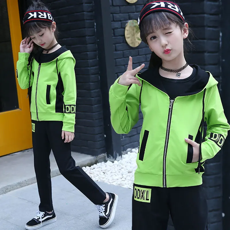 

Children Sport Suit 2019 Spring Girls Clothes Jacket Letter Zipper 3pcs Sets Kids Hoodies Tracksuit for Girls Clothing Sets