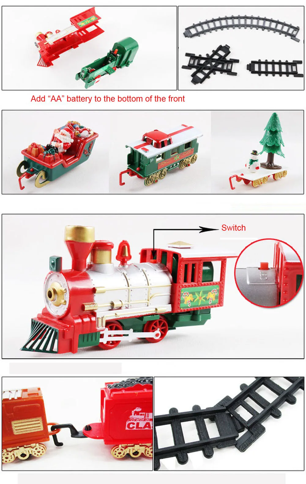 Огни и звуки Рождественский поезд набор железная дорога игрушка для трека Рождественский поезд подарок