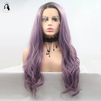 

DANBO Brown Gradient Purple Curly Hair Wig Synthetic Wig Heat-resistant Hair Lady Cosplay or Party
