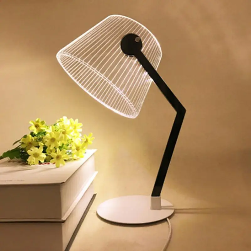

3D Effect LED Table Lamp Stereo Vision Desk Lighting Lampshade Night Light USB Plug For Reading Bedroom Living Room 649E