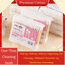 80-100pcs Disposable Cotton Swabs, Double-headed Cotton Balls, Bamboo Sticks, Clean Absorbent Cotton Swabs Ear Cleaner Earpick