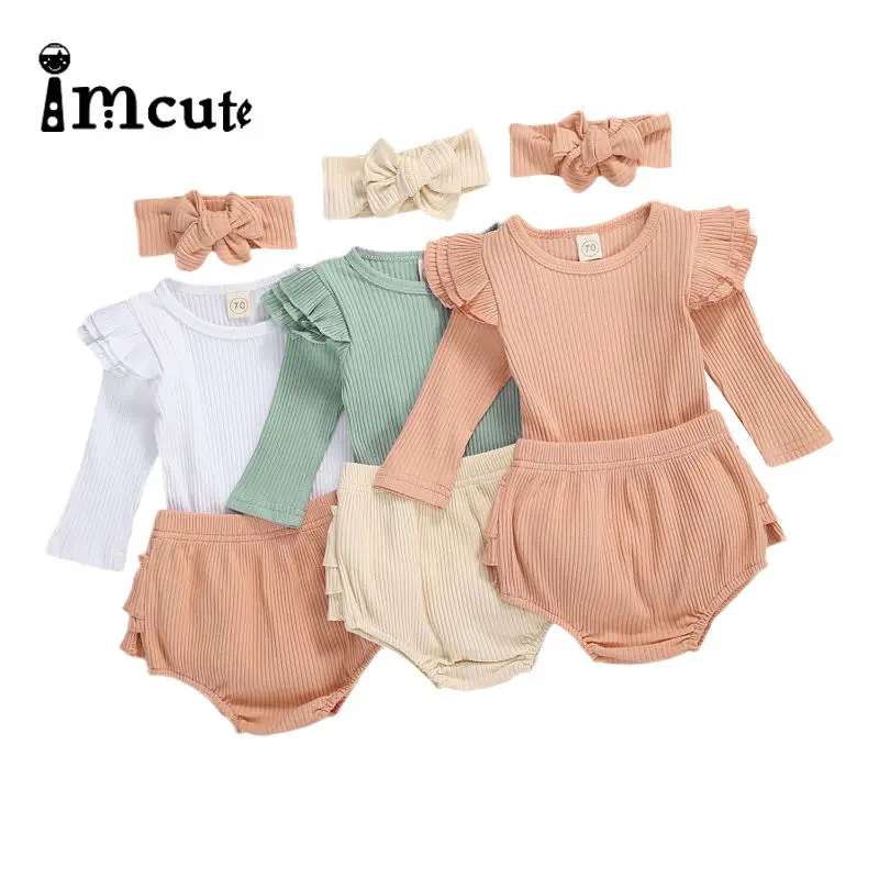Комбинезон imcute 0-2 лет для девочек и мальчиков однотонный трикотажный в рубчик с