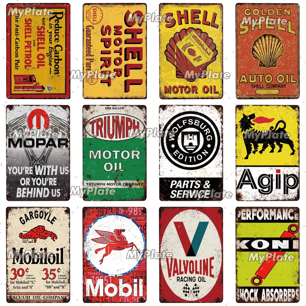 Винтажный металлический знак Motor Oil для фотографий Настенный декор