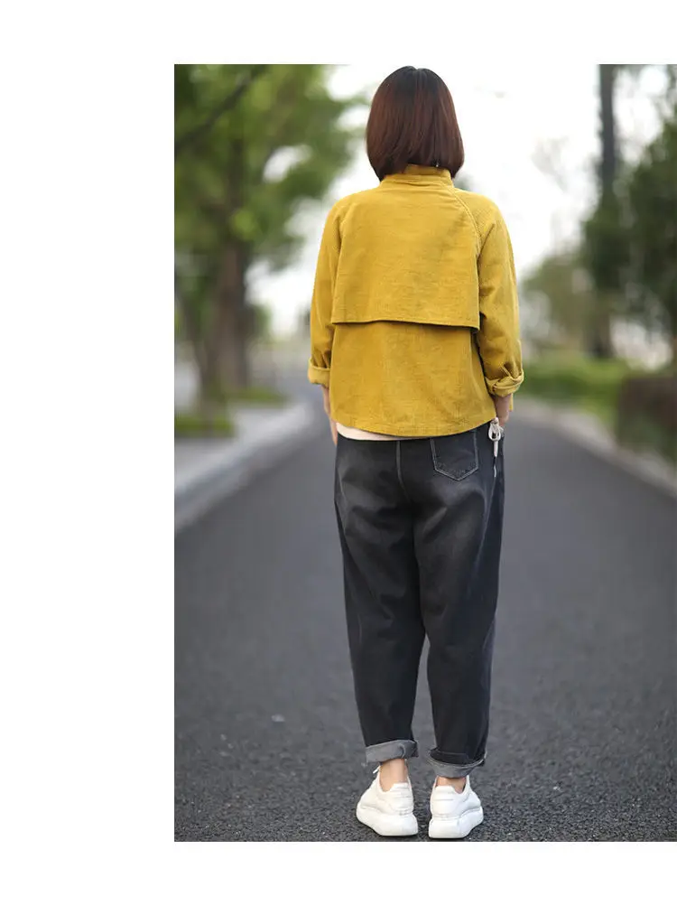 Новые вельветовые куртки Harajuku женские осенне-зимние пальто женские милые однотонные костюмы специальный дизайн рабочие карманные Топы