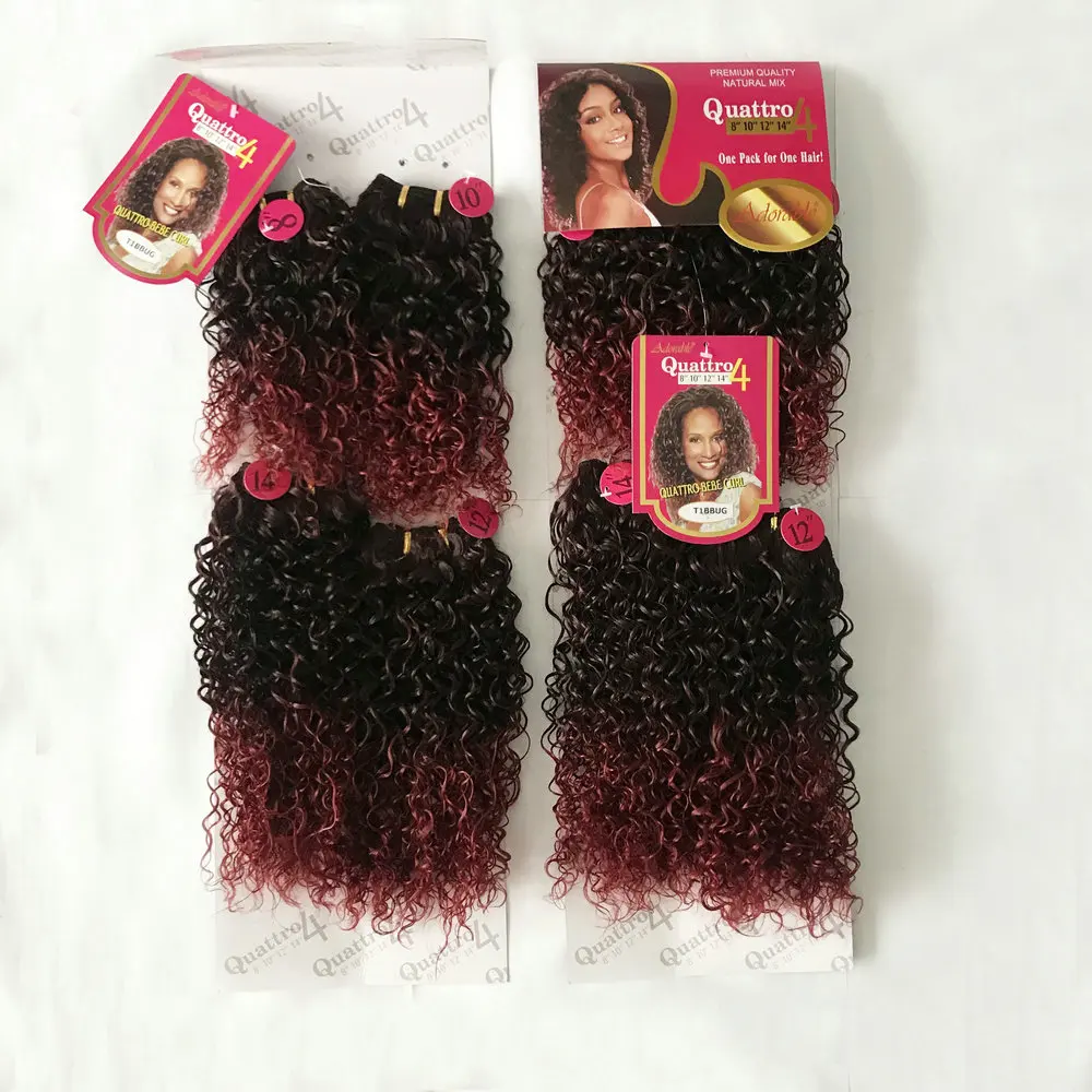 

Adorable Quattro Bebe Curl 4pcs Ombre Color Hair Weavon,Two Tone Colour Heat Resistant Kinky Curly Full Packat Hair Weaving