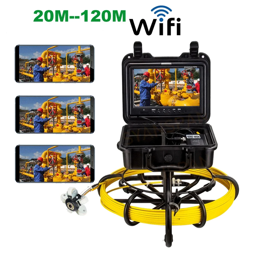 EYOYO 9" Wireless Wi-Fi Pipe Inspection Video Underwater Camera 30M Drain Sewer Pipeline Industrial Endoscope with Meter Counter |