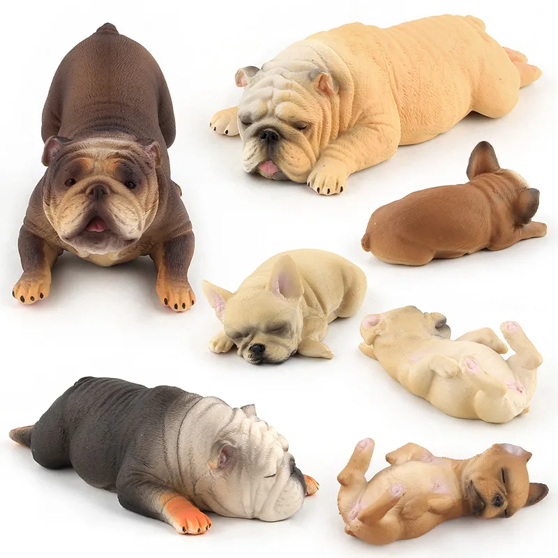 Simulación Animal francés bulldog en miniatura figura coleccionable juguetes 
