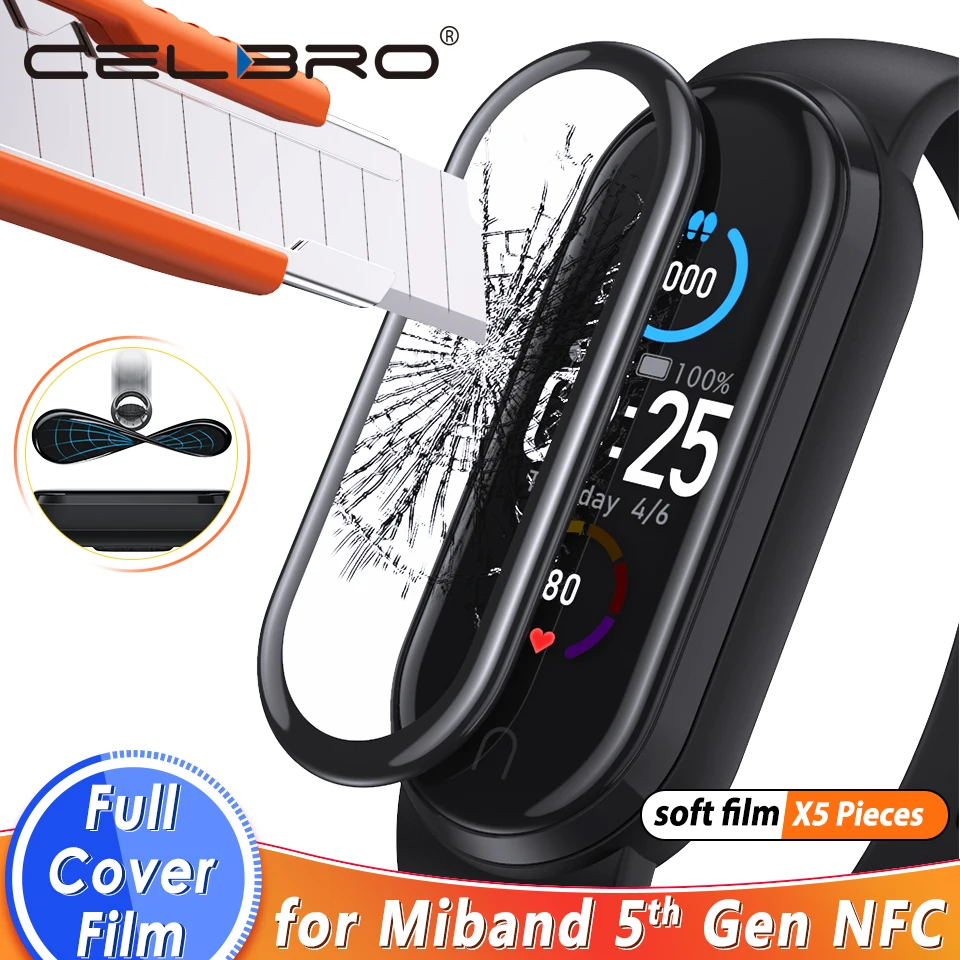 Защитная пленка для Xiaomi Mi Band 5 защитная экрана с полным покрытием HD мягкая не