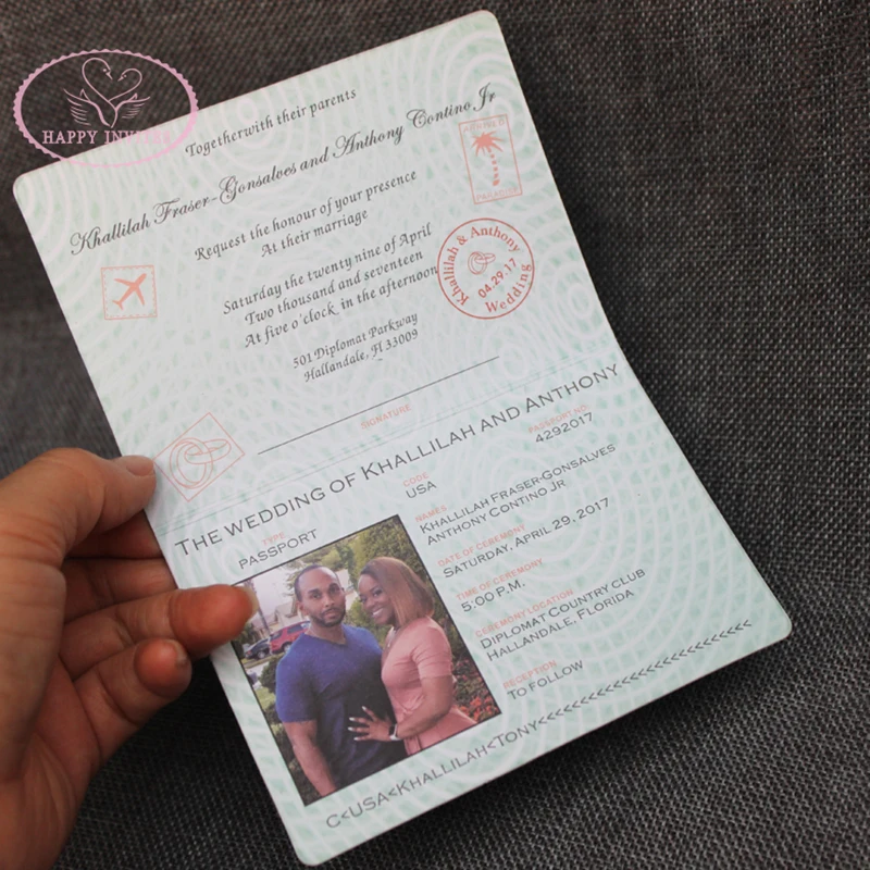 HI1132-08 Unique Invitation Card Passport Sytle Wedding Invitation Wedding Passport