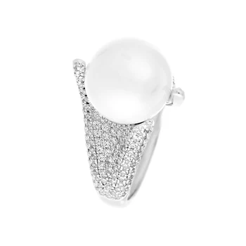 

Кольцо из серебра с жемчугом и фианитами R01341