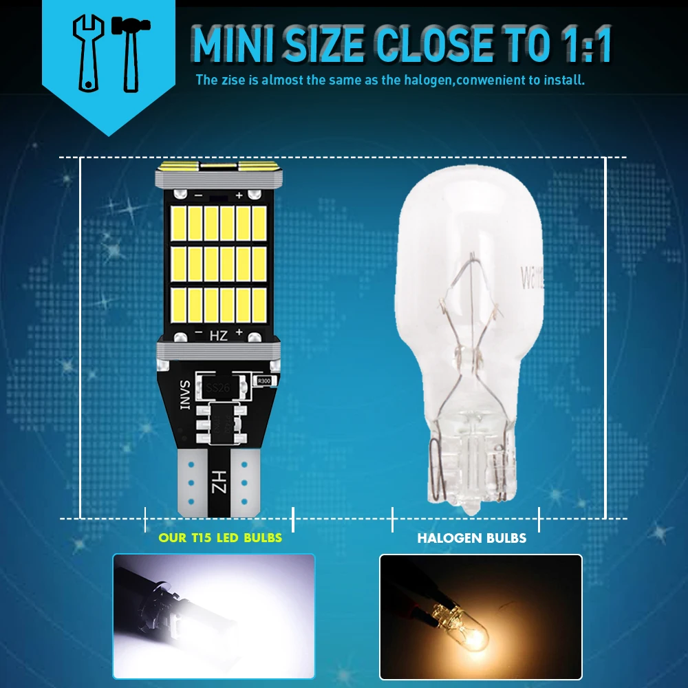 2PCS T15 W16W 921 912 T16 902 LED    WY16W 4014SMD   1200LM ڵ   ȭƮ ̿忡   ü