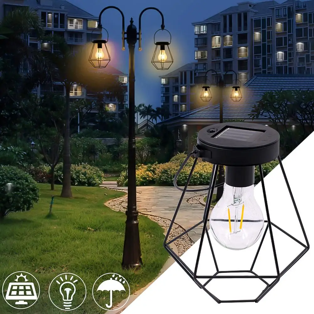 

Retro Solar LED Hanging Lamp Outdoor Waterproof Courtyard Decorative Night Light Low Heat Radiation with Long Service Life