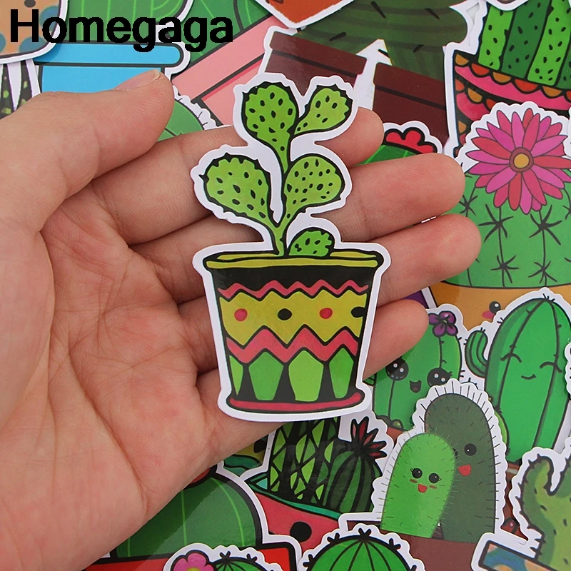 Homegaga 36 шт. кактус растения девушка мультфильм творческие значки DIY наклейки DIY ПК стены ноутбук телефон мотор Скрапбукинг альбом D2289