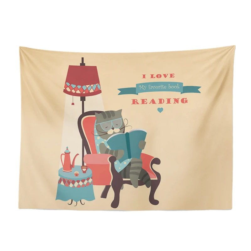 Мультфильм Теплый животное любовь гобелен кошка книга полярный медведь Птица Луна эльф настенный человек женщина рыба Жираф семья