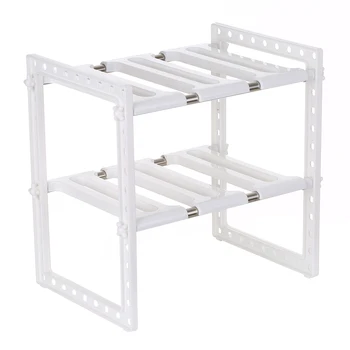 

Hot Multi-functional Under Sink 2-Tier Expandable Shelf Storage Rack Organizer Adjustable Stainless Steel Kitchen Sink Rack