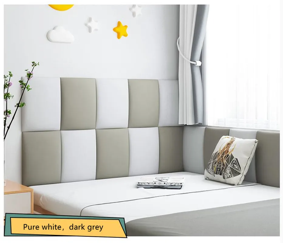 Cabecero de cama de pared protector para dormitorio, bolsa suave  anticolisión, Tatami autoadhesivo, decoración del hogar, piel Artificial