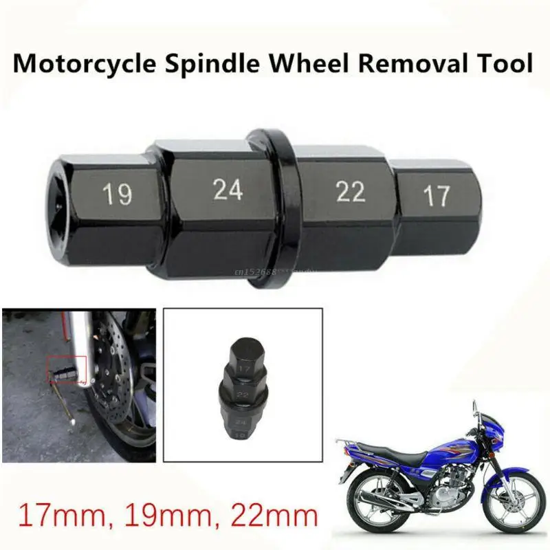 1PC Motorcycle Front Wheel Spindle Removal Sleeve 17 19 22 24mm Hub Axle Hex Allen Spindle Driver Tire Wrench Disassembly