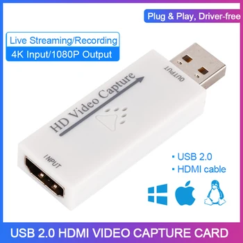 

HDMI to USB 2.0 Video Capture Card Coverter Full HD 1080P Recorder for Live Streaming Game Recording