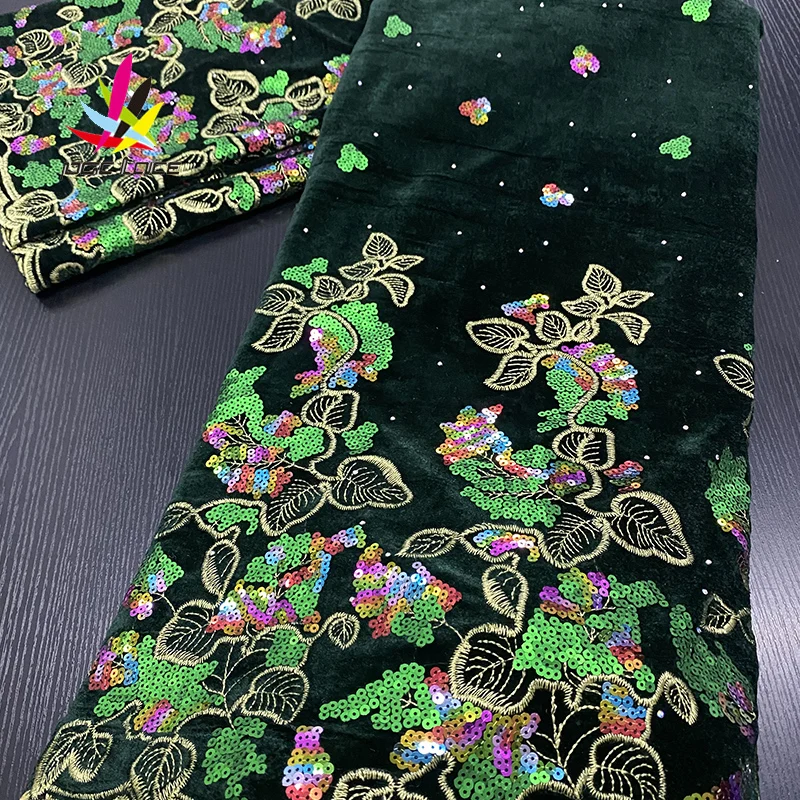 Velvet Lace Fabric For Wedding Wine Color Embroidered Leaves Elegant French African Nigerian Latest Design Style High Quality | Дом и сад