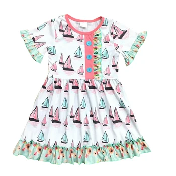 

summer new baby girl children's clothes round neck short sleeve boutique kids clothing